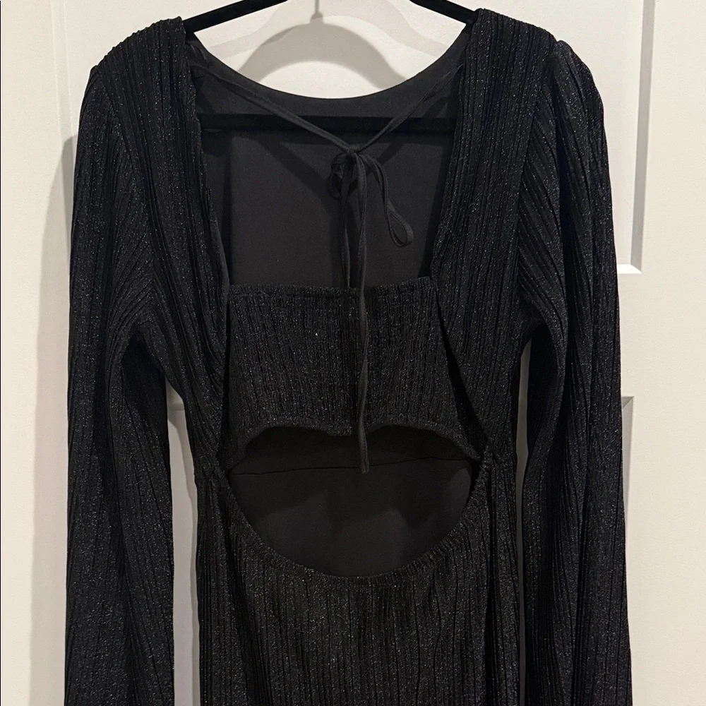 Dee Elly Black Shimmer Long Sleeve Dress | XL - Picture 2 of 5